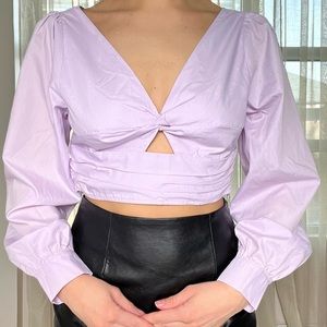 Lilac purple nasty gal long sleeve crop with zipper